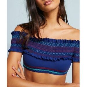 Anthropologie Blue Off-Shoulder Bikini